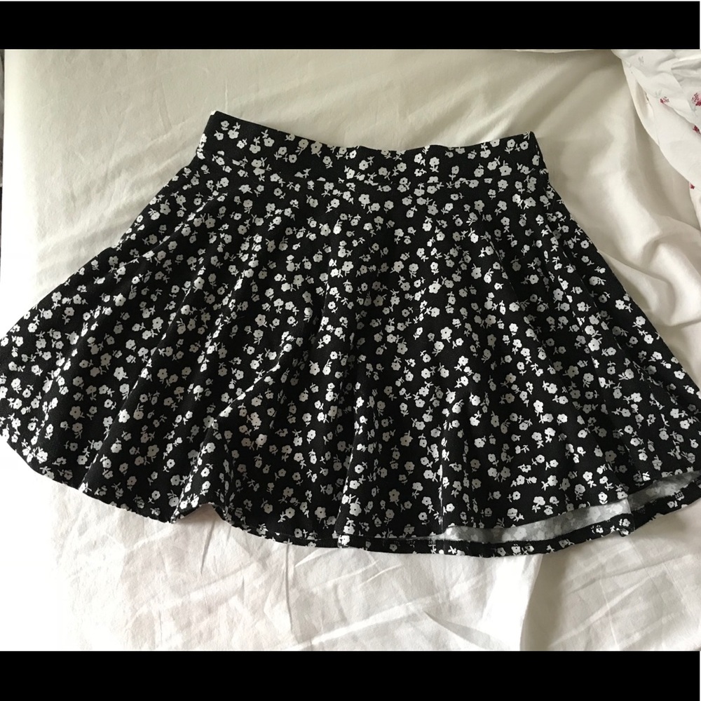 Black floral skater skirt